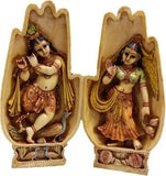 Load image into Gallery viewer, JaipurCrafts Radha Krishna in Hand (Pack of Two) Showpiece - 12.7 cm (Stoneware, Multicolor)