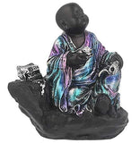 Load image into Gallery viewer, WebelKart New Backflow Incense Burner Laughing Buddha Emblem Auspicious and Success Cone Censer Ceramic Home Decor Laughing Buddha Stick Holders with Free 10 Backflow Cones (Multi)