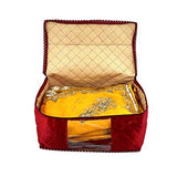 Load image into Gallery viewer, JaipurCrafts 2 Pcs Satin Fabric Saree Cover, 15 Sarees, Gift Set, Maroon (45 x 35 x 23 cm)