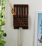 Load image into Gallery viewer, JaipurCrafts Beautiful Wooden Key Holder Cum Letter Rack with 4 Hooks (30 X 5.08 X 16.51 cm)