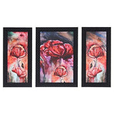 गैलरी व्यूवर में इमेज लोड करें, JaipurCrafts Flower Set of 3 Large Framed UV Digital Reprint Painting (Wood, Synthetic, 36 cm x 61 cm)