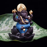 गैलरी व्यूवर में इमेज लोड करें, WebelKart JaipurCrafts Backflow Incense Burner Lord Ganesha Emblem Auspicious and Success Cone Censer Ceramic Home Decor Ganesha Stick Holders with 10 Backflow Cones (Blue)