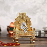Load image into Gallery viewer, Webelkart Handcrafted Premium Gold Plated Metal Singhasan for Pooja, Religious Puja Gifts and Decor, Showpiece - (10 cm x 8 cm x 18 cm)