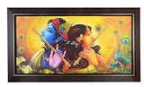 गैलरी व्यूवर में इमेज लोड करें, JaipurCrafts Beautiful Radha Krishna Modern Art Texture Print with UV Canvas Painting