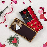 Load image into Gallery viewer, Webelkart Artificial Rose And Gift Box And Love Teddy Bear Heart Shaped Box Red Rose + Flower Soap