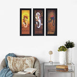 गैलरी व्यूवर में इमेज लोड करें, JaipurCrafts Lord Ganesha Set of 3 Large Framed UV Digital Reprint Painting (Wood, Synthetic, 41 cm x 53 cm)