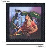 गैलरी व्यूवर में इमेज लोड करें, JaipurCrafts Radha Krishna Framed UV Digital Reprint Painting (Wood, Synthetic, 30 cm x 30 cm)