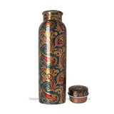 Load image into Gallery viewer, JaipurCrafts WebelKart Pure Copper Modern Art Printed And outside Lacquer Coated Bottle, Travelling Purpose, Yoga Ayurveda Healing, 1000 ML (1 Liter, Printed With Gift Box Worth Rs. 699/-)- Pack of 2 Bottles