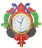 Load image into Gallery viewer, JaipurCrafts Wooden Peacock Emboss Painting Wall Clock (12 X 14 Inch, Multicolour)