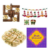 गैलरी व्यूवर में इमेज लोड करें, Webelkart JaipurCrafts Premium Diwali Gift Combo of Ganesha Om Swastik Wall hanging With Premium Toran Bandarwal And 450 Gram Delicious Soan Papdi Sweets