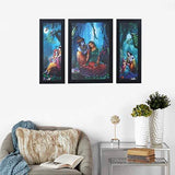 गैलरी व्यूवर में इमेज लोड करें, JaipurCrafts Lord Ganesha Set of 3 Large Framed UV Digital Reprint Painting (Wood, Synthetic, 36 cm x 61 cm)