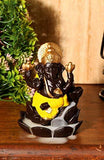 Load image into Gallery viewer, JaipurCrafts WebelKart Backflow Incense Burner Lord Ganesha Emblem Auspicious and Success Cone Censer Ceramic Home Decor Ganesha Stick Holders with Free 10 Backflow Cones Yellow