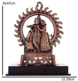Load image into Gallery viewer, JaipurCrafts Beautiful Radha Krishna in Chakra Sitting On Chowki Showpiece -26.67CM