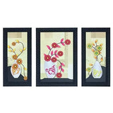 Load image into Gallery viewer, JaipurCrafts Lord Ganesha Set of 3 Large Framed UV Digital Reprint Painting (Wood, Synthetic, 36 cm x 61 cm) Flowers 4