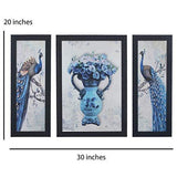 गैलरी व्यूवर में इमेज लोड करें, JaipurCrafts Flower Set of 3 Large Framed UV Digital Reprint Painting (Wood, Synthetic, 36 cm x 61 cm)