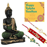 गैलरी व्यूवर में इमेज लोड करें, Webelkart Premium Combo of Rakhi Gift for Brother and Bhabhi and Kids with Lord Gautam Buddha Showpiece, Rakshabandhan Gifts for Bhai Sister - Fancy Rakhi with Lord Gautam Buddha Showpiece