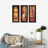 Load image into Gallery viewer, JaipurCrafts Gautam Buddha Set of 3 Large Framed UV Digital Reprint Painting (Wood, Synthetic, 41 cm x 53 cm)