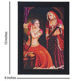 Load image into Gallery viewer, JaipurCrafts Rajasthani Lady Large Framed UV Digital Reprint Painting (Wood, Synthetic, 23 cm x 33 cm)