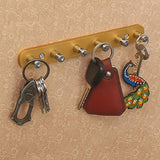 Load image into Gallery viewer, Webelkart Jaipur Crafts Aluminium and ABS Decorative 6 Pin Gold Finish Key Holder (H 2.50 X W 20.00 X D 3.00 Cm)