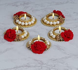 Load image into Gallery viewer, Webelkart Set of 5 Tealight Candle Holder for Home Decor, Mosaic Glass, Balcony Decoration Items Outdoor, Balcony Decor,Candle Stand,Flowers ( Pack of 5 , 3.5 Inches)