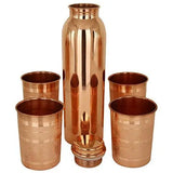Load image into Gallery viewer, JaipurCrafts Thermos Design Copper Bottle, Travelling Purpose, 1000 ml with Four Tumbler Glass