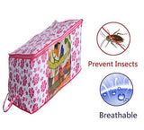 Load image into Gallery viewer, JaipurCrafts 3 Piece Underbed Storage Bag,Storage Organiser,Blanket Cover with Zippered Closure and Handle (Flower Print, 65 x 47 x 33 cm)- Extra Large