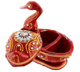 गैलरी व्यूवर में इमेज लोड करें, JaipurCrafts Traditional Peacock Roli Tika Chopra Showpiece (Red, 9 cm)