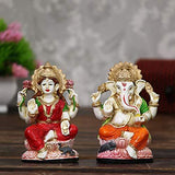 गैलरी व्यूवर में इमेज लोड करें, JaipurCrafts Premium Lord Laxmi Ganesha Showpiece for Diwali Poojan (Set of 2)