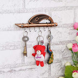 Load image into Gallery viewer, Webelkart Lord Krishna's Flute &amp; Peacock Quills Key Stand Key Holder for Home &amp; Office (Genuine)| Antique Brass Key Holder (18.5 X 6 cm, zinc) (Genuine)