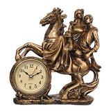 गैलरी व्यूवर में इमेज लोड करें, JaipurCrafts Resin Love Couple Sitting On Bike With Table Clock Statue, 18 CM, Gold, 1 Piece