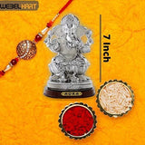 Load image into Gallery viewer, Webelkart Premium Combo of Rakhi Gift for Brother and Bhabhi and Kids with Silver Plated Lord Ganesha Idol, Rakshabandhan Gifts for Bhai Sister - Fancy Rakhi with Silver Plated Lord Ganesha Idol