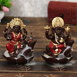 गैलरी व्यूवर में इमेज लोड करें, JaipurCrafts Premium Lord Laxmi Ganesha Smoke Fountain Showpiece for Diwali Poojan (Set of 2)