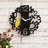 Load image into Gallery viewer, JaipurCrafts Designer Beautiful Tree &amp; Bird Round Wood Wall Clock Black, Yellow