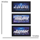 Load image into Gallery viewer, JaipurCrafts Running Horses Set of 3 Large Framed UV Digital Reprint Painting (Wood, Synthetic, 33 cm x 61 cm)