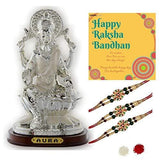 गैलरी व्यूवर में इमेज लोड करें, Webelkart Premium Combo of Rakhi Gift for Brother and Bhabhi and Kids with Silver Plated Goddess Laxmi Idol, Rakshabandhan Gifts for Bhai Sister - Fancy Rakhi with Silver Plated Goddess Laxmi Idol