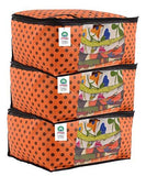 गैलरी व्यूवर में इमेज लोड करें, JaipurCrafts 3 Pieces Polka Dots Non Woven Saree Cover Set, Orange (45 x 35 x 21 cm)