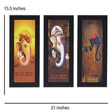 Load image into Gallery viewer, JaipurCrafts Lord Ganesha Set of 3 Large Framed UV Digital Reprint Painting (Wood, Synthetic, 41 cm x 53 cm)