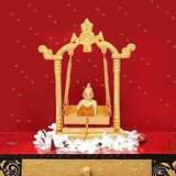 Load image into Gallery viewer, Webelkart Premium Gold Plated Aluminium Jhula with Laddu Gopal Showpiece- 9&quot; * 3&quot; * 6.50&quot; (Gold)