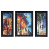 गैलरी व्यूवर में इमेज लोड करें, JaipurCrafts City View Set of 3 Large Framed UV Digital Reprint Painting (Wood, Synthetic, 36 cm x 61 cm)