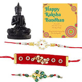 Load image into Gallery viewer, Premium Combo of Rakhi Gift for Brother and Bhabhi and Kids with Premium Lord Gautam Buddha Showpiece (11 Inch, Black))