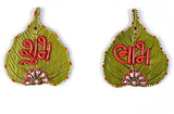 Load image into Gallery viewer, JaipurCrafts Beutiful Green Leaf Shubh Labh Wall Hanging Showpiece - 5 cm (Paper Mache, Multicolor)