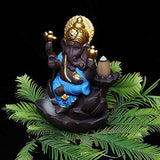 Load image into Gallery viewer, WebelKart JaipurCrafts Backflow Incense Burner Lord Ganesha Emblem Auspicious and Success Cone Censer Ceramic Home Decor Ganesha Stick Holders with 10 Backflow Cones (Blue)