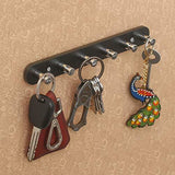 Load image into Gallery viewer, JaipurCrafts Aluminium and ABS Decorative 6 Pin Black Finish Key Holder (H 2.50 x W 20.00 x D 3.00 cm)
