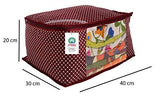 गैलरी व्यूवर में इमेज लोड करें, JaipurCrafts 9 Pieces Quilted Polka Dots Cotton Saree Cover Set, Maroon (40 x 30 x 20 cm)