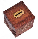 गैलरी व्यूवर में इमेज लोड करें, JaipurCrafts Beautiful Carved Wooden Money Bank(4 Inches)