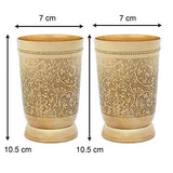 गैलरी व्यूवर में इमेज लोड करें, WebelKart Set of 2 Pure Brass 300 ml Handwork Glasses in a Gift Box for Diwali Gifting