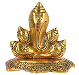 गैलरी व्यूवर में इमेज लोड करें, JaipurCrafts Premium Spiritual Lord Ganesha with Om Statue Sitting On Chowki Figurine of Lord Ganesh, White Metal Statue,Valuable Collectible feng Shui Gifts- 5.00 in