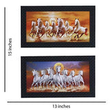 गैलरी व्यूवर में इमेज लोड करें, JaipurCrafts Running Horses Set of 2 Large Framed UV Digital Reprint Painting (Wood, Synthetic, 38 cm x 33 cm)