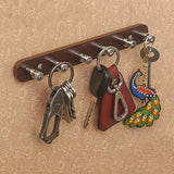 Load image into Gallery viewer, WebelKart JaipurCrafts Aluminium and ABS Decorative 6 Pin Walnut Finish Key Holder (2.50 x 20.00 x 3.00 cm)
