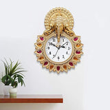 Load image into Gallery viewer, Webelkart Plastic Lord Ganesha Designer Wall Clock (Gold, 13 X 2 X 17 Inch)